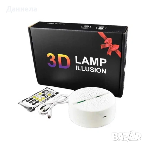 Детска нощна 3D LED лампа, Крилат еднорог, променящи се цветове, 20 см, снимка 2 - Други - 55266363