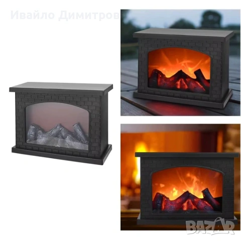 Декоративна електрическа камина, с 3D ефект на пламък, 30x20х10 см, USB захранване и батерии, снимка 5 - Друга електроника - 54217283