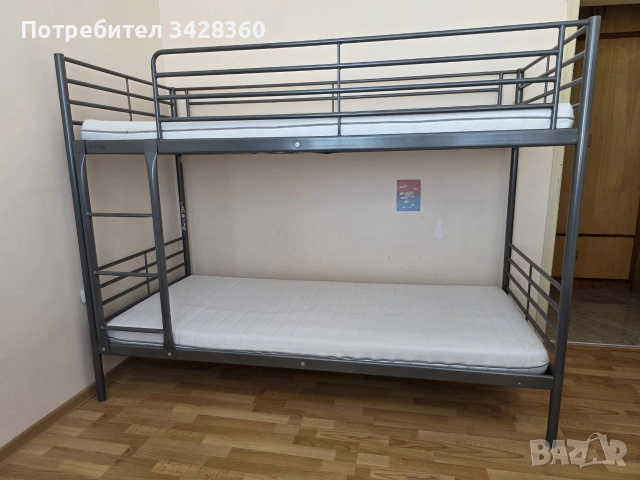 Двуетажно легло 90х200см IKEA SVARTA, снимка 3 - Мебели за детската стая - 54967219
