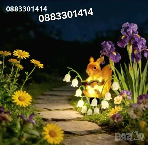 Соларна лампа Зайче с книга Градинска лампа , снимка 4 - Соларни лампи - 54201640