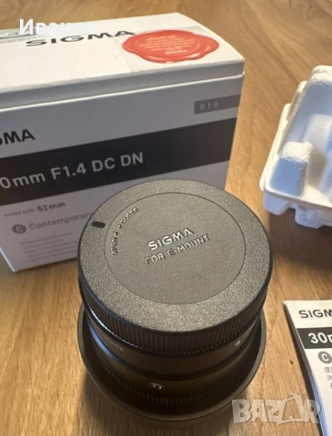 Обектив Sigma 30mm F1.4 DC DN Contemporary Sony E-Mount - Перфектно състояние, снимка 4 - Обективи и филтри - 54848163