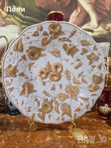 Антикварно парадно плато (Prunkschale) - Meissen, 1. Wahl, Knaufzeit (1880-1890 г.), снимка 4 - Антикварни и старинни предмети - 54653913
