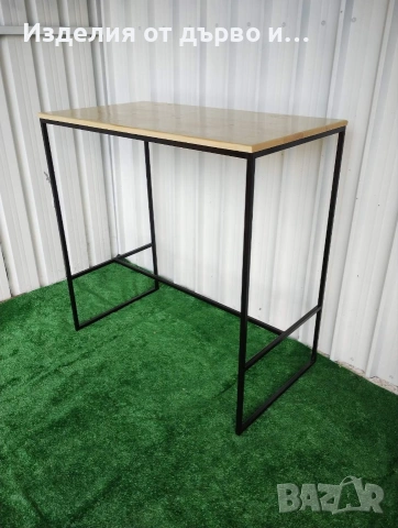 Широка маса за хранене от метал и дърво масив , снимка 2 - Маси - 54013296
