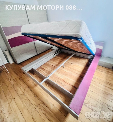 Спалня с Матрак Нани и Подматрачна Рамка и Гардероб и 2 бр Шкафчета , снимка 12 - Спални и легла - 53979854