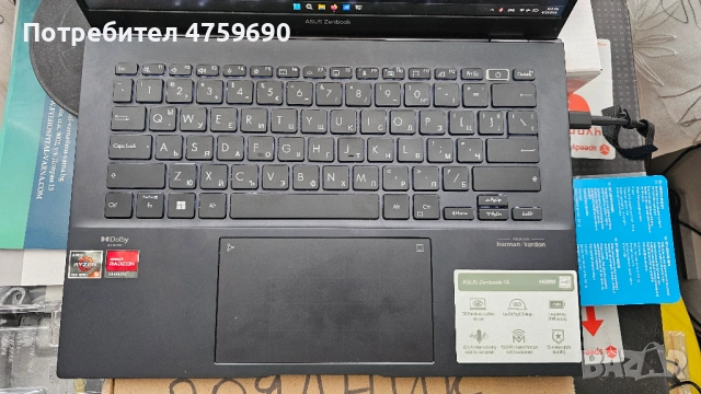 Лаптоп Asus Zenbook 14 UM3402YAR, Ryzen 5 6-ядрен, 8GB RAM, 512GB NVMe, ГАРАНЦИЯ, снимка 3 - Лаптопи за работа - 54512056
