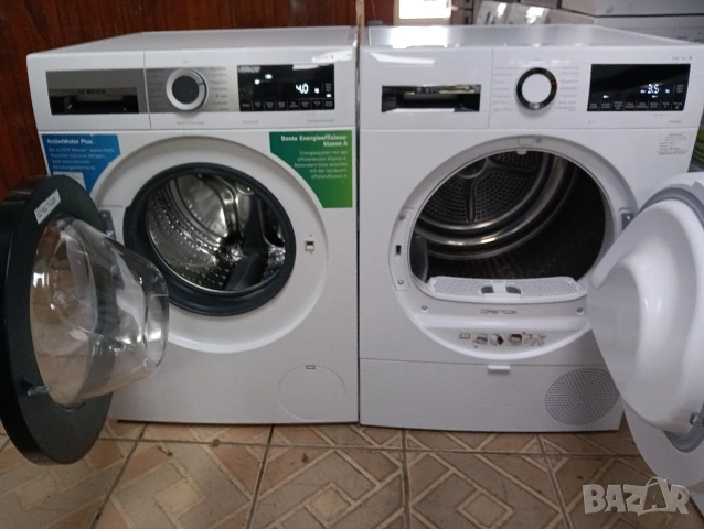 Комплект пералня и сушилня с термопомпа Бош Bosch Serie 6 A+++ 9кг Made in Germany  2 г.Гаранция!, снимка 3 - Перални - 54907359