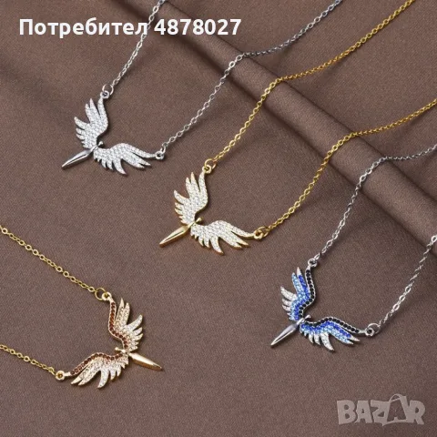 Нежно дамско колие с висулка феникс с камъни / Цвят: Вариант 1: Сребърен със сини камъни, Вариант 2:, снимка 9 - Колиета, медальони, синджири - 55371822