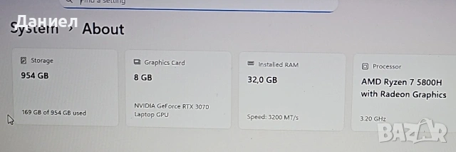 Lenovo Legion Ryzen 5800h RTX 3070, 17.3inch, снимка 2 - Лаптопи за игри - 54586467