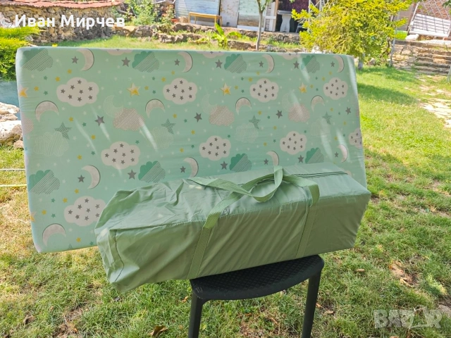 Сгъваема Бебешка кошара с падаща страна Chipolino - Релакс, зелен + матрак, снимка 6 - Кошарки - 55009304