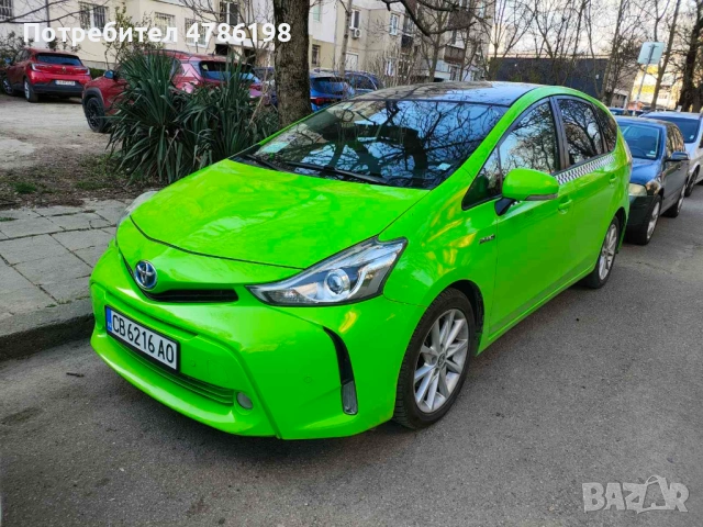 Такси под Аренда към Taxi Me,Toyota Prius+,7 Местен,Хибрид плюс Газ-68лв/35 евро на ден