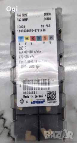 Твърдосплавни пластини ISCAR  TAG N3MF IC808, снимка 3 - Стругове - 54598182