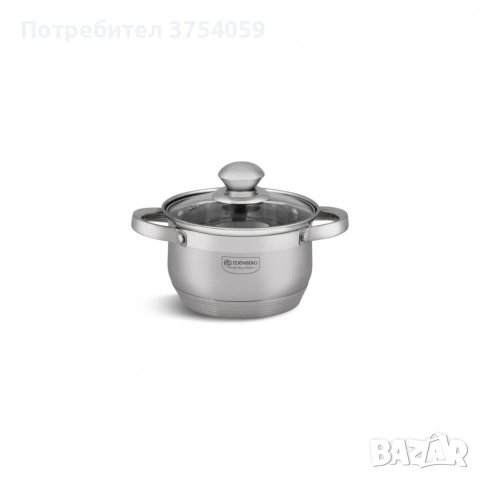Комплект тенджери от неръждаема стомана , 10 части, Индукция, Многослойно дъно, Капаци от закалено , снимка 10 - Съдове за готвене - 55178971