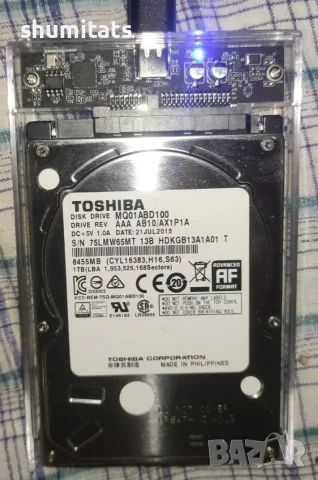 Хард диск за лаптоп HDD Toshiba 1TB 100%