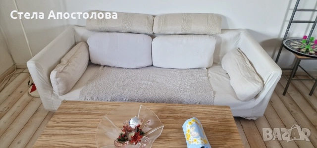 🛋️ Удобен двуместен диван – бял, много запазен, снимка 3 - Дивани и мека мебел - 55111898
