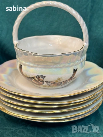 Руски порцелан-нов рядък сервиз Птици, Коростен, СССР, снимка 10 - Сервизи - 54089690