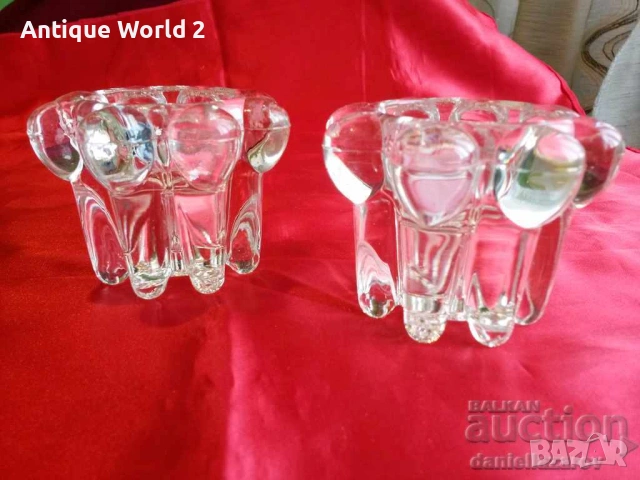 Комплект Френски Свещници Кристално Стъкло