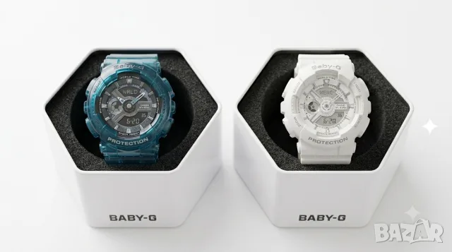 Оригинални дамски японски часовници Casio Baby-G BA-110 син бял