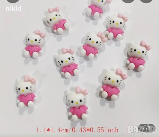 Коте Кити Hello Kitty малка фигурка акрил пластмасова нокти маникюр ръчна изработка, снимка 3 - Продукти за маникюр - 54673325