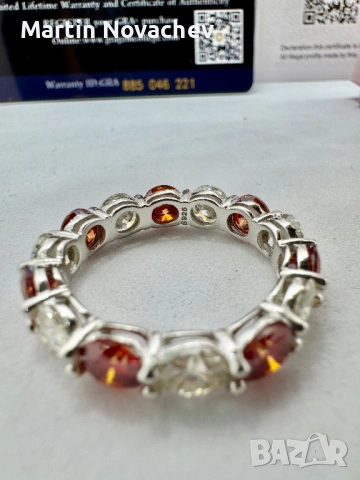 Сребърен пръстен с мойсанит (Диамант) 7 карата, снимка 7 - Пръстени - 54355658