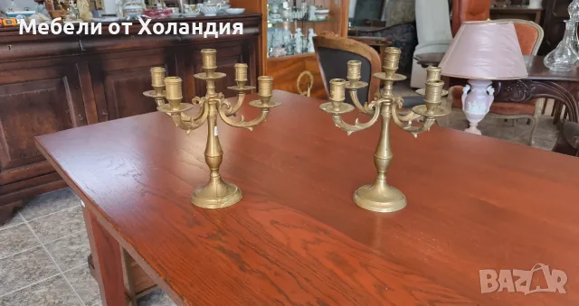 Двойка бронзови свещници, снимка 2 - Други ценни предмети - 55482142