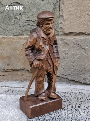 Красива Стара Дървена Фигура , снимка 6 - Декорация за дома - 55337248