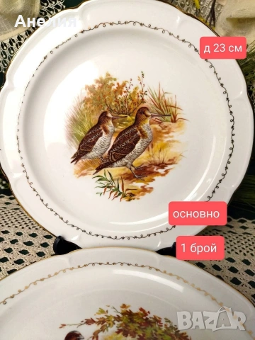 Френски чинии с ловни птици , снимка 2 - Чинии - 54563202