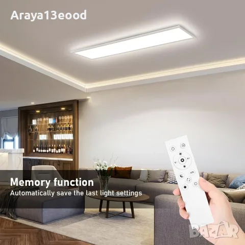 LED Панел за таван 100x25 см 30W димируем с дистанционно управление, снимка 2 - Лампи за таван - 55456165