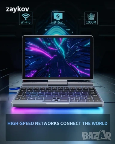 8-инчов мини лаптоп, 2-в-1 малък компютър N150, 12GB RAM, 512GB SSD, сензорен екран, снимка 4 - Работни компютри - 54182126