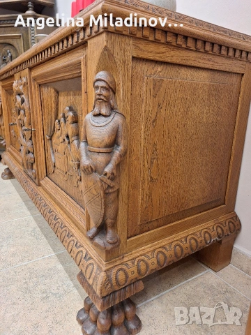 Комод, скрин, бюфет, шкаф с богата дърворезба , снимка 2 - Шкафове - 54560009