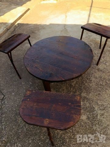 Дървена софра с три столчета , снимка 3 - Декорация за дома - 54312348