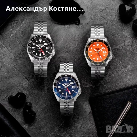 Нов часовник Seiko 5 Sport GMT Automatic SSK003K1 - гаранция, снимка 2 - Мъжки - 55213793