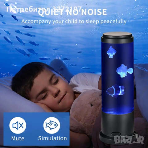 EDIER LED нощна лампа - аквариум с движещи се рибки, снимка 3 - Декорация за дома - 54092213