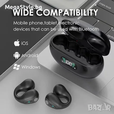 XClear BH12 Безжични Bluetooth 5.3 Спортни Слушалки с Щипка, Черни, снимка 2 - Безжични слушалки - 55314277