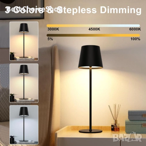 Регулируеми LED презареждащи се лампи 2-опаковка с докосване безжична USB-C, снимка 9 - Лед осветление - 54093895