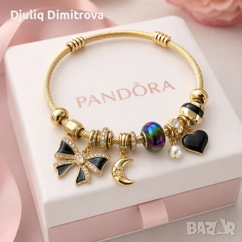 Гривна Pandora Black Moon Gold