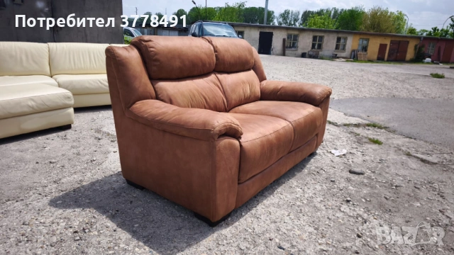 Кожен диван с цвят коняк, снимка 3 - Дивани и мека мебел - 54502307