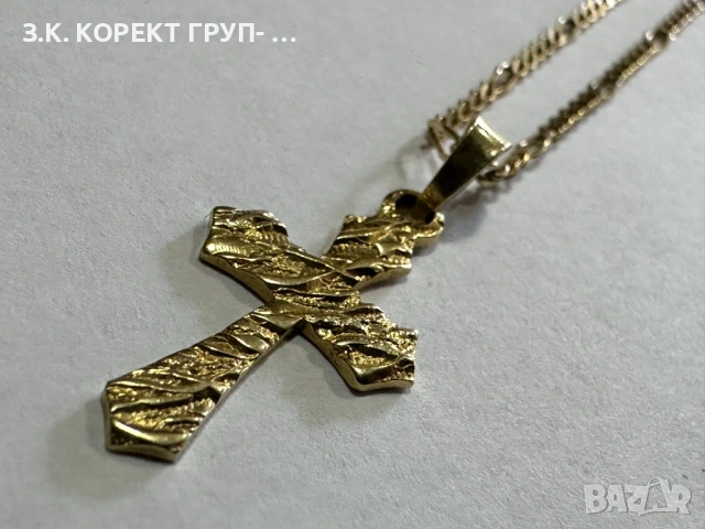 Златен синджир с кръст  14к, 2,78гр, снимка 2 - Колиета, медальони, синджири - 54320786