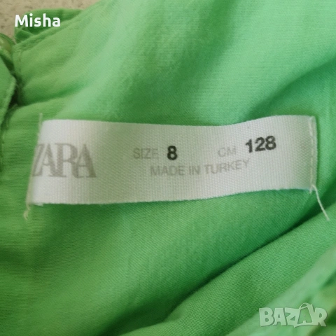 Детска рокля в ярко зелено ZARA 128 размер, снимка 3 - Детски рокли и поли - 54363797