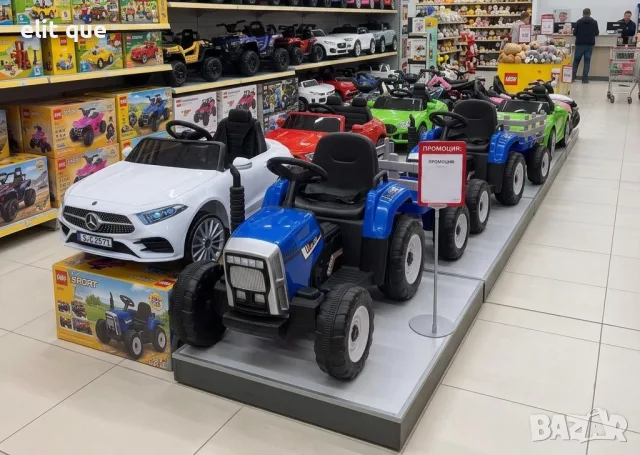 Детски акумулаторен трактор с ремарке 12V – 2x25W, MP3, Bluetooth, до 30 кг, син