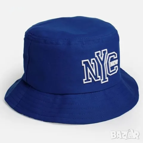 Детска памучна шапка тип bucket синя за момче лято_1261151