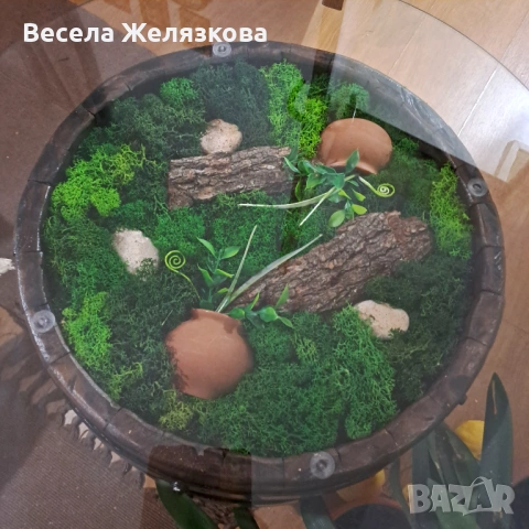 Маса от автентична бъчва с подарък дървен цветарник , снимка 4 - Маси - 54465326