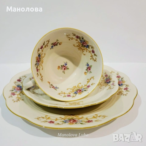 Троен комплект, порцеланова чаша за чай Mitterteich Bavaria., снимка 3 - Други ценни предмети - 54011887
