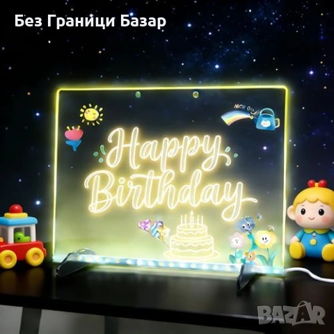 Нова LED дъска за писане с 3 светлинни ефекта за съобщения рисуване кафе офис детска стая