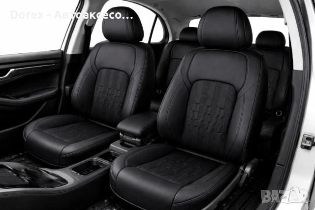 Комплект луксозна универсална тапицерия еко кожа - черна