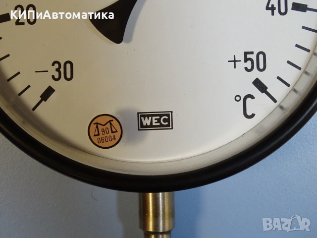 биметален термометър WEC 4375R-150 Ø160 mm G1/2 -30/+50°C L-150mm, снимка 3 - Резервни части за машини - 54525777