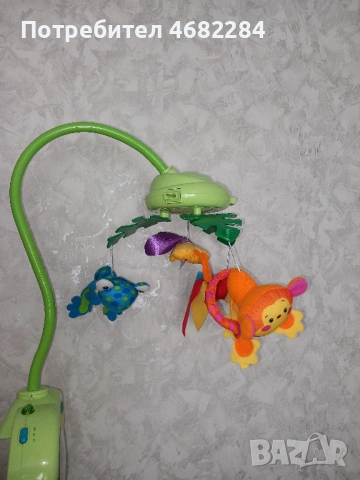 Музикална въртележка със светлини и звуци за бебешко легло / кошара Fisher Price с дистанционно, снимка 6 - Музикални играчки - 54624161