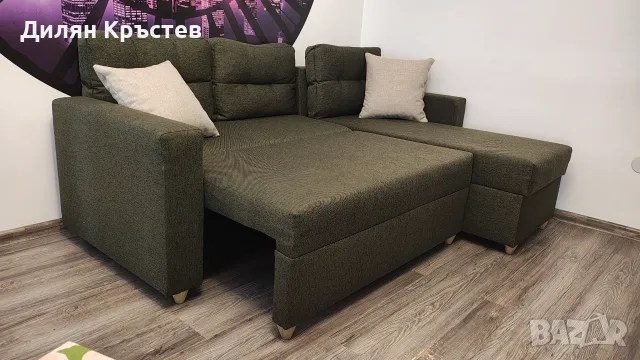 НОВ *Тъмнозелен диван Осло* Функция сън + ракла, снимка 3 - Други - 55396865