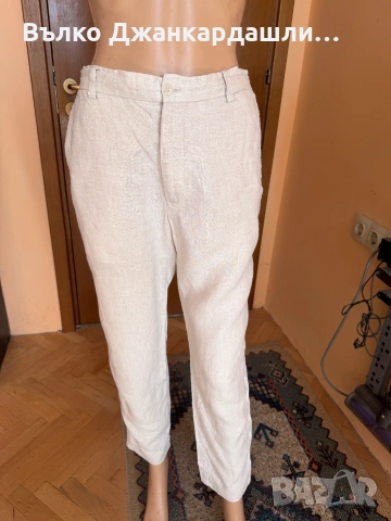 Дамски ленен панталон цвят екрю Zara, размер М/L, снимка 5 - Панталони - 55055274