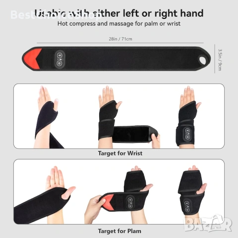 Лента за китка с червена светлина, 36 светодиода, 3 нива на регулиране, С функция за масаж, 3000mAh, снимка 11 - Друга електроника - 54169413