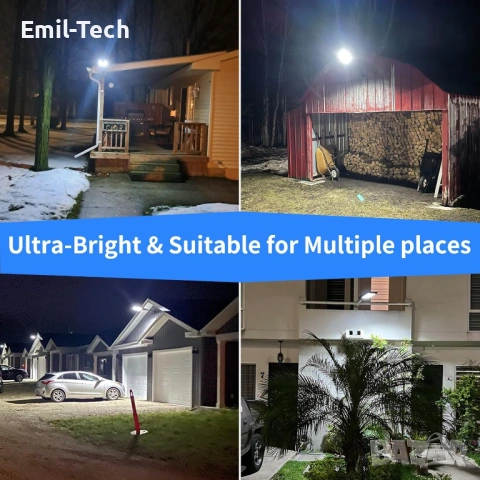 Нова Соларна LED лампа за двор 330 LED 7000 mAh със сензор за движение и дистанционно, снимка 5 - Соларни лампи - 54680870